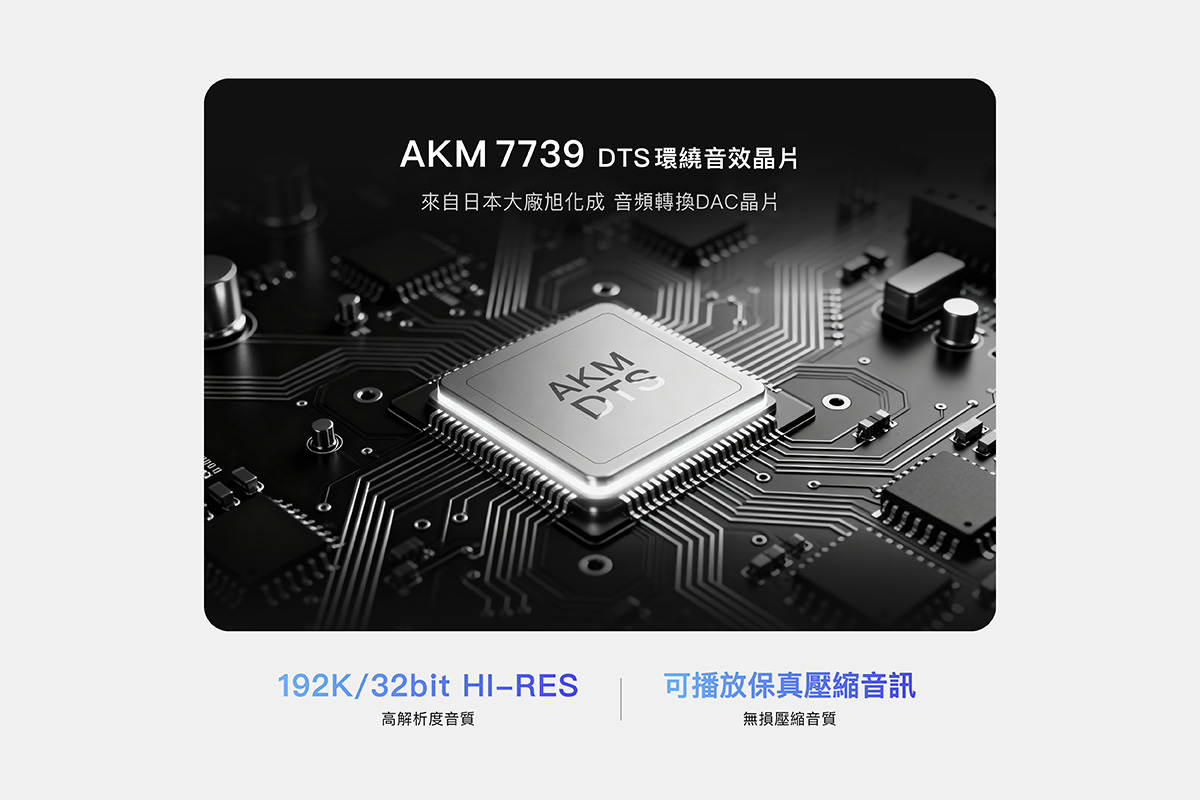 日本旭化成 AKM DTS 環繞音效晶片：192kHz / 32bit Hi-Res 音響級音質